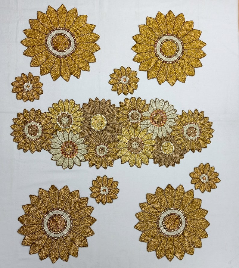 Sunflower Beaded Table Runner Placemats Coasters Etsy