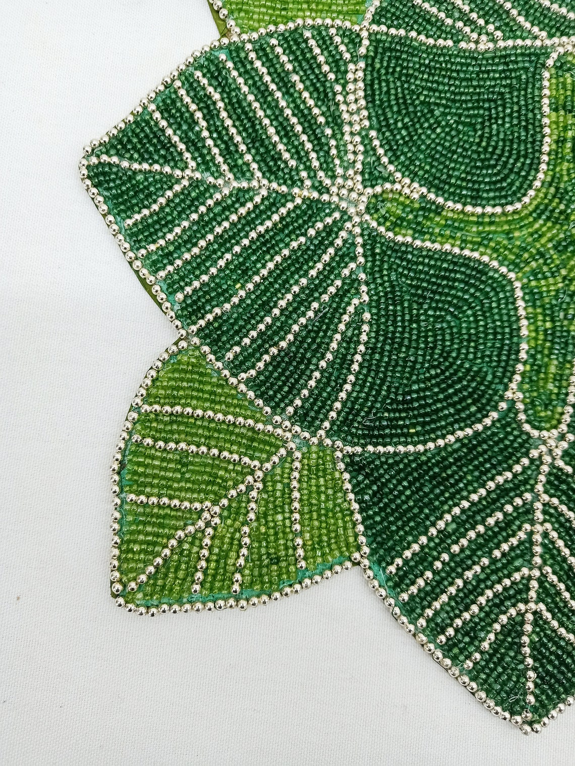 Handmade Green Leaf Beaded Placemat Etsy