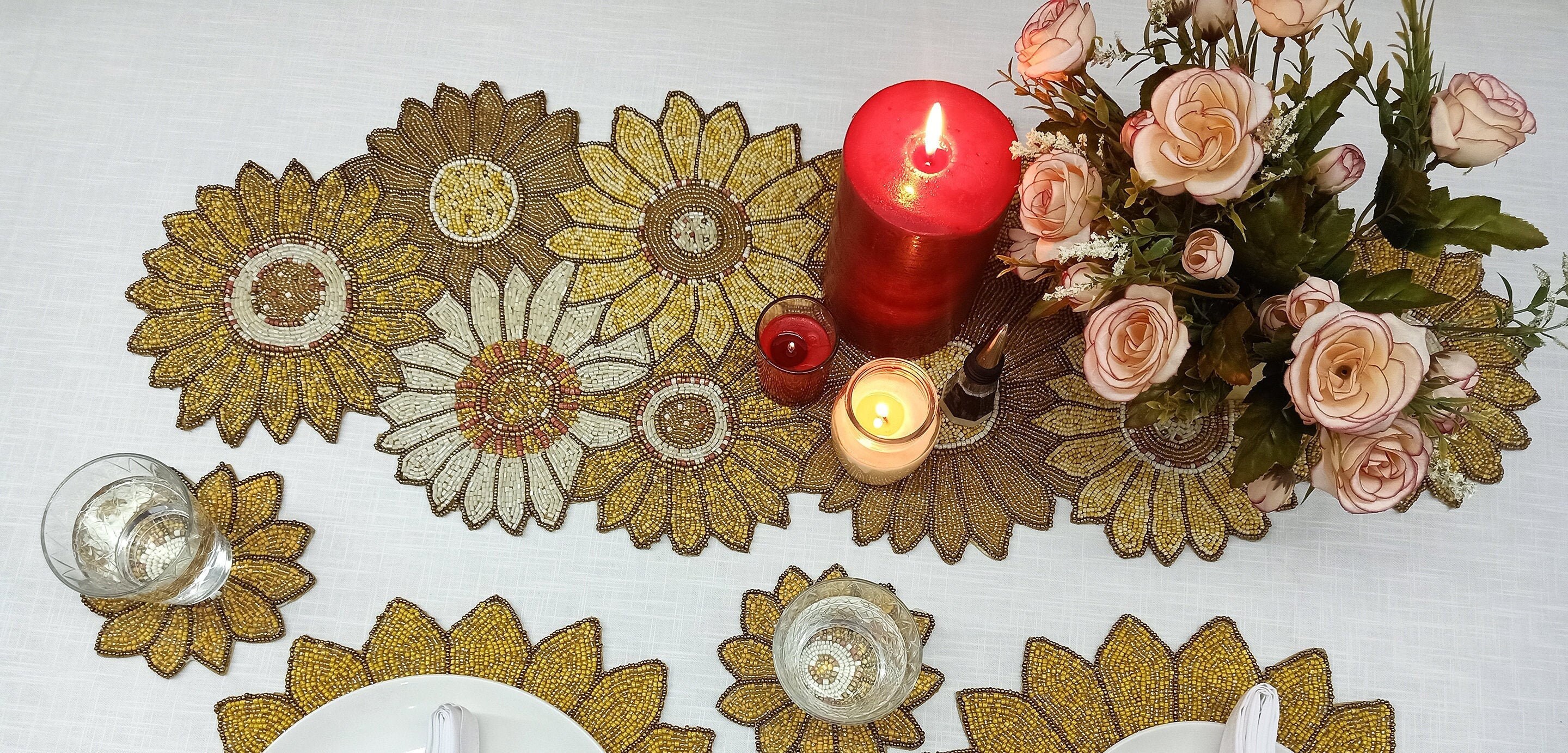 Sunflower Beaded Table Runner Placemats Coasters Etsy