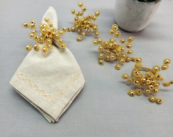 Portatovaglioli In Porcellana Con Perline | Confezione Da 4 Anelli Bianchi | Diametro 5,1 Cm | Per Matrimoni E Cene Eleganti - 3