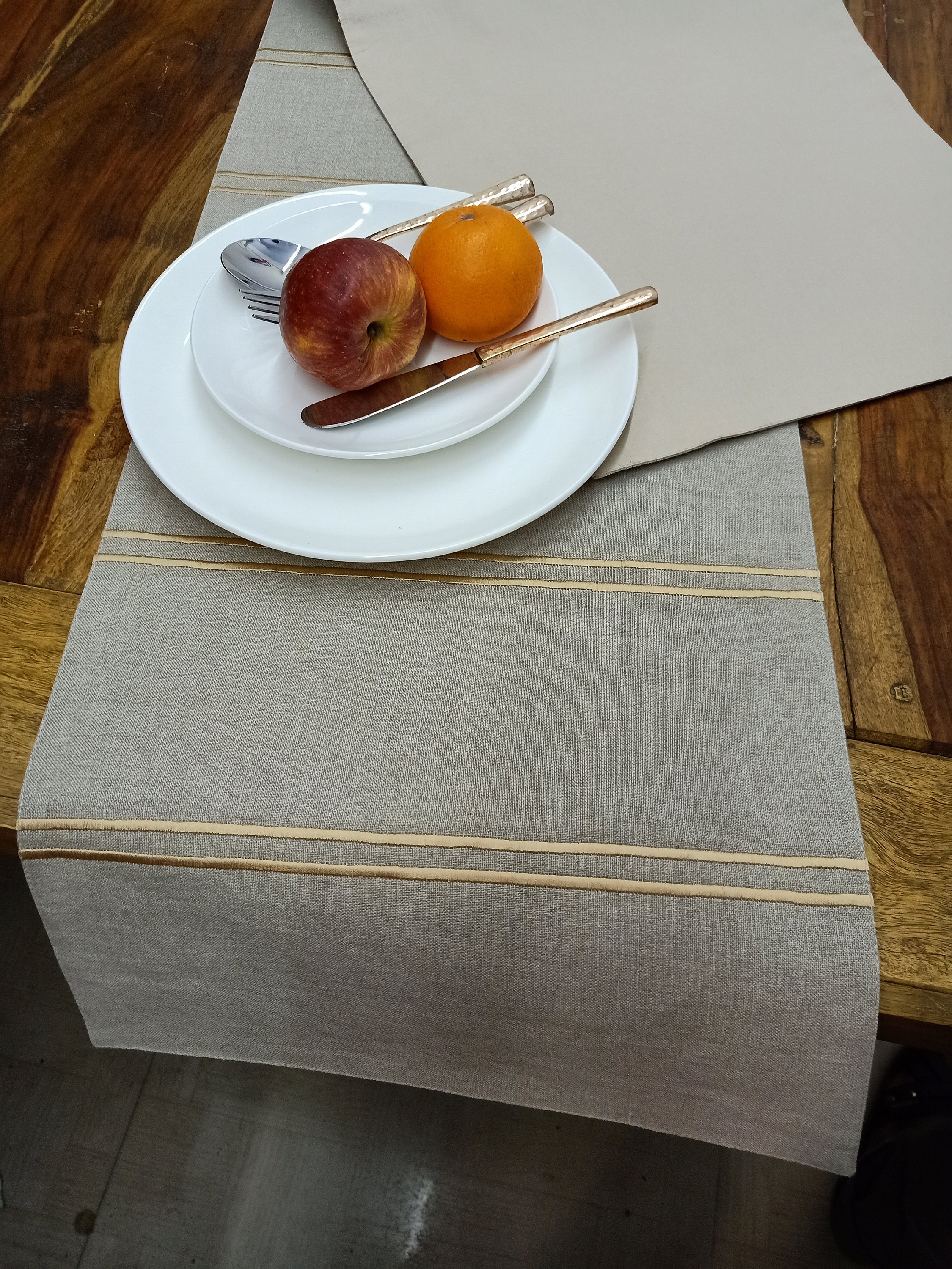 Set of Natural Linen Table Runner4 Placemats and 4 Napkins Etsy