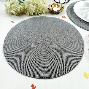 Pewter Silver Handmade Beaded placemat