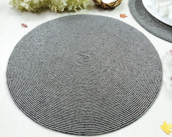 Pewter Silver Handmade Beaded placemat