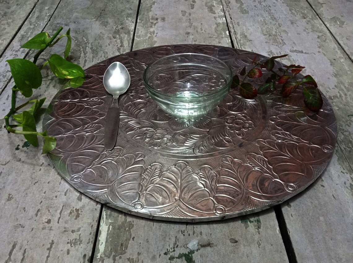 Handmade Engraved Silver Metal Placemat Self Design Table Etsy
