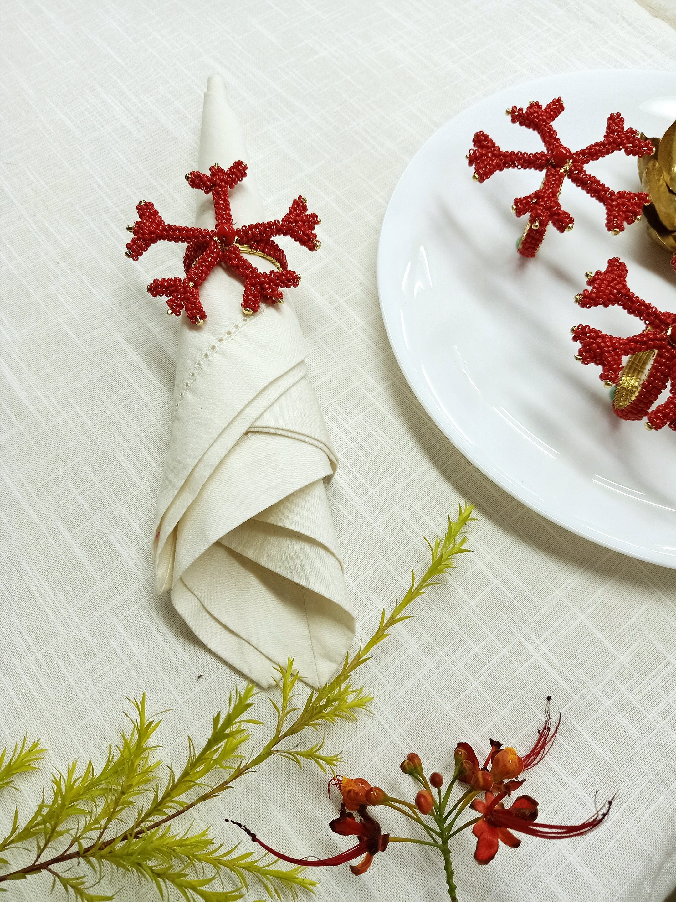 Anelli Per Tovaglioli A Fiocco In Velluto - Set Da 12 Pezzi, Rosso, Per Decorazione Tavola Matrimoni E Feste