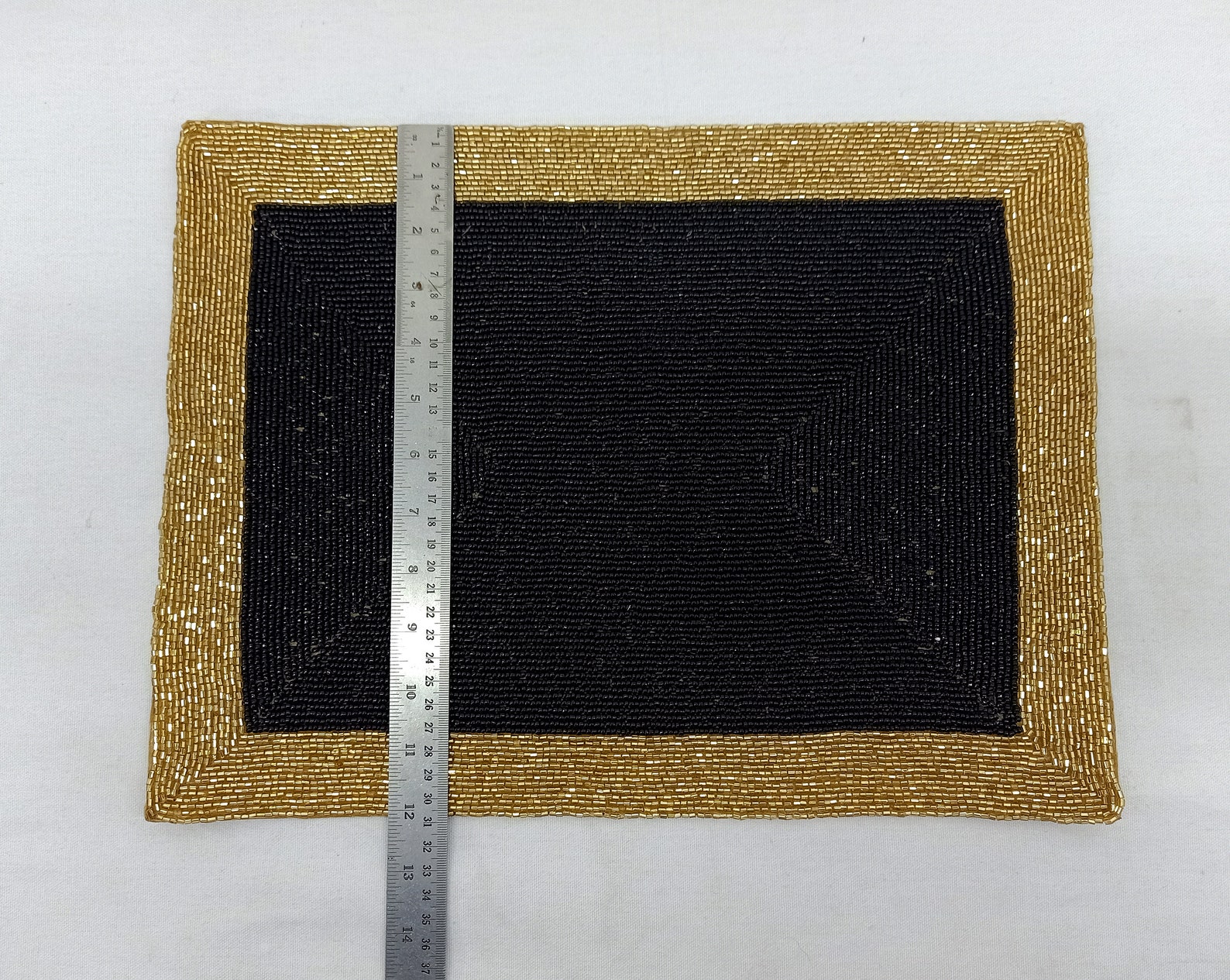 Handmade Black and Gold Beaded Placemat Etsy