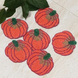Handmade Pumpkin Beaded Coasters Set of 6 - Etsy