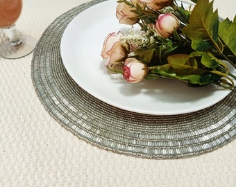 Handmade Silver Beaded Placemat