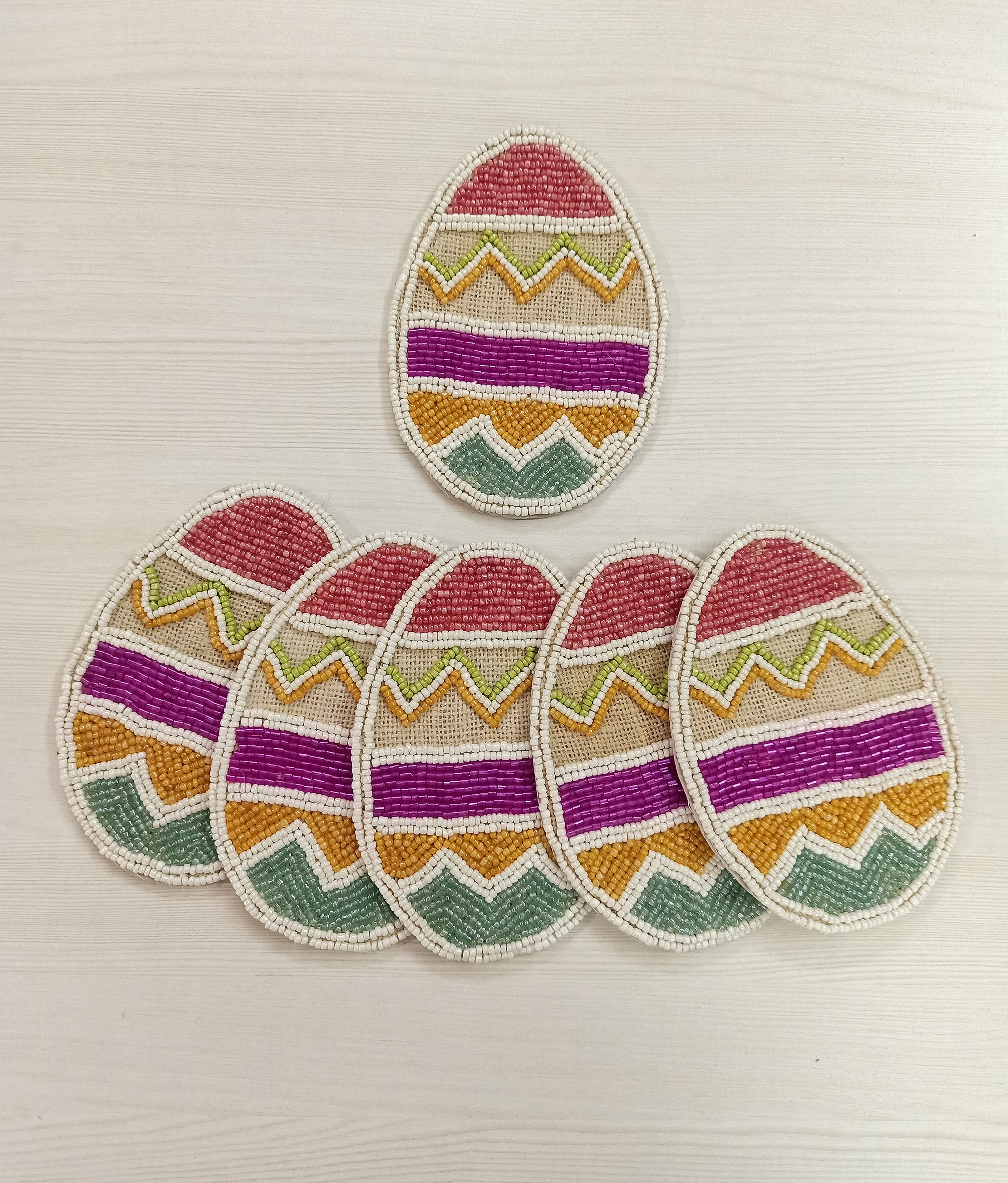 Oval Shaped Handmade Beaded Easter Egg Coasters - Set of 6 - Etsy