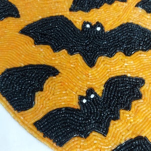 Handmade Halloween Bats Round Beaded Placemat image 6