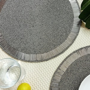 Handmade Silver Beaded Placemat