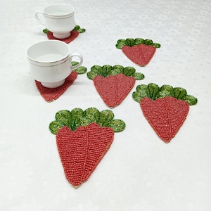 Handmade Carrot beaded coasters - Set of 6