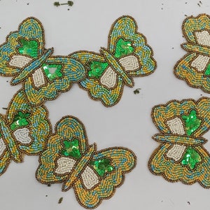 Handmade green butterfly Beaded Coaster- Set of 6