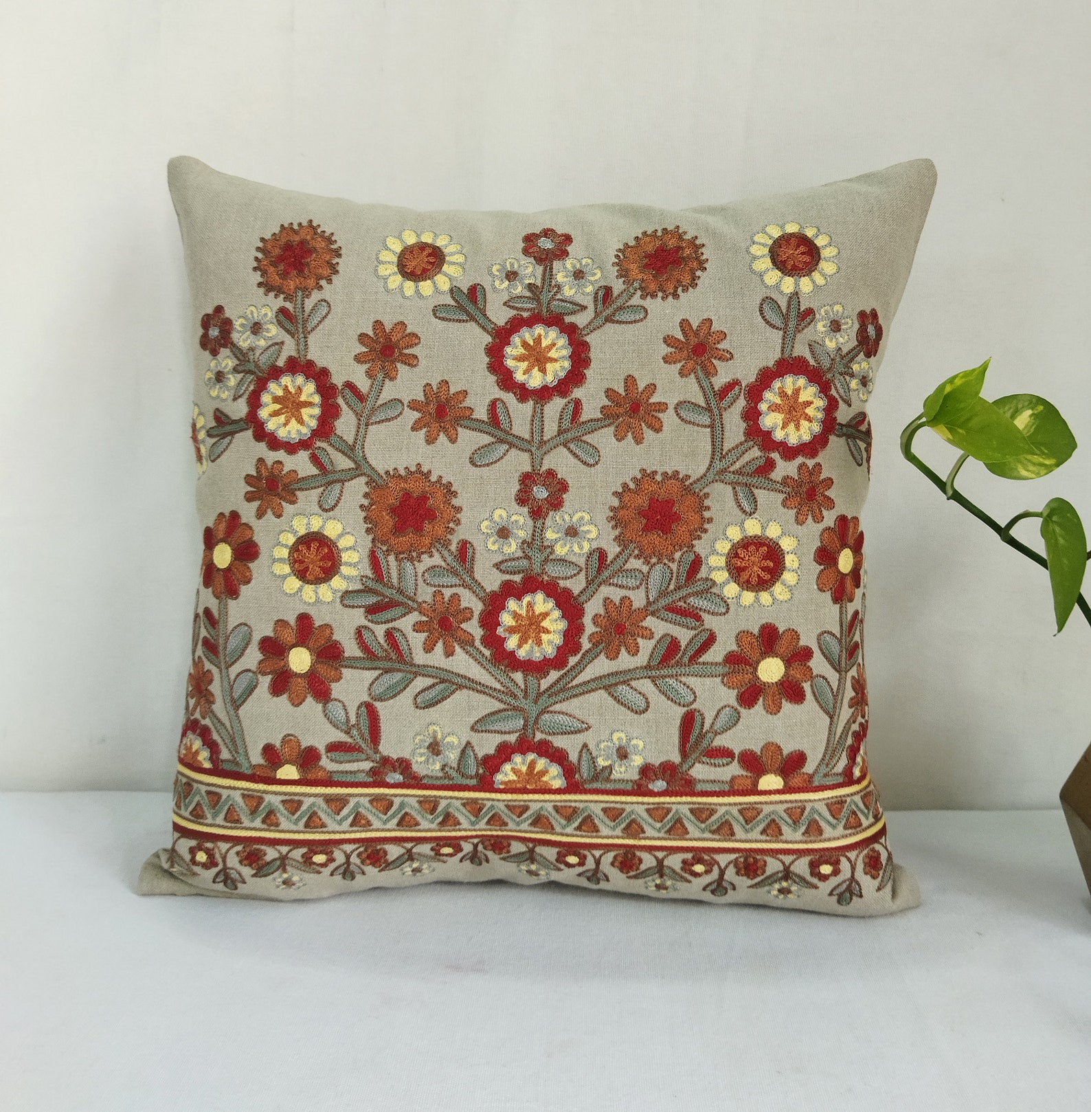 Handmade crewel embroidered pillow cover Etsy