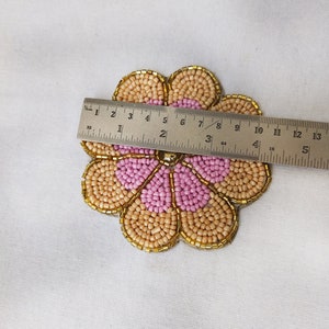 Handmade peach flower shape beaded coasters Set of 6 image 5