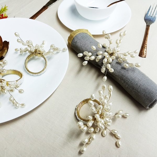 Pearl Napkin Rings Etsy