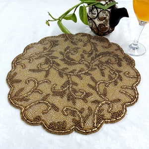 Handmade Gold Beaded Placemat
