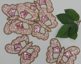 Handmade pink butterfly Beaded Coaster- Set of 6