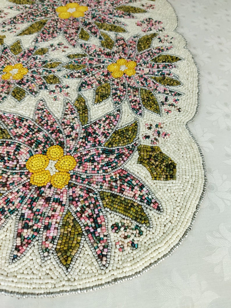 Multicolor Handmade Beaded Flowers Table Runner - Etsy