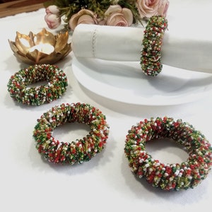 Wooden Napkin Rings, Wooden Beads Napkin Ring, Set of Wooden