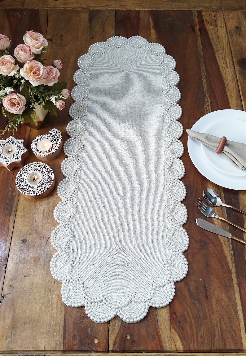 Handmade Pearls Beaded Table Runner Matching Placemats and Etsy