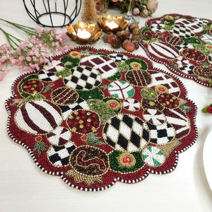 Christmas Candies Handmade Beaded Placemats.