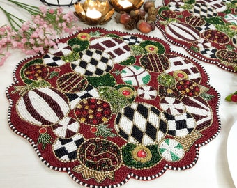 Christmas Candies Handmade Beaded Placemats.