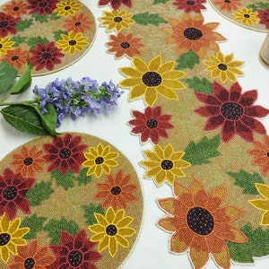 Multicolor Beaded Handmade Runner. Matching placemats are also available