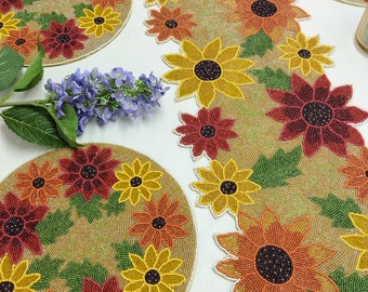 Multicolor Beaded Handmade Runner. Matching placemats are also available