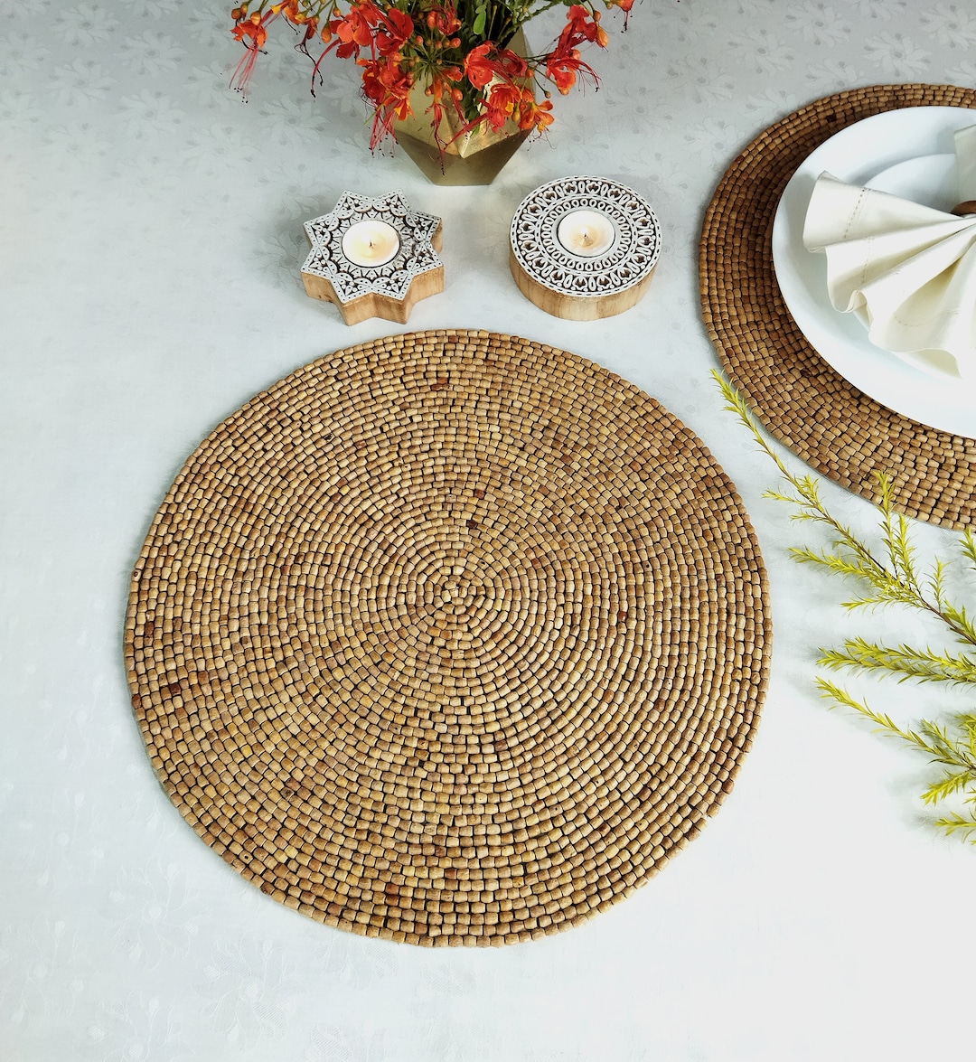 Handmade Wooden Beaded Placemat Etsy