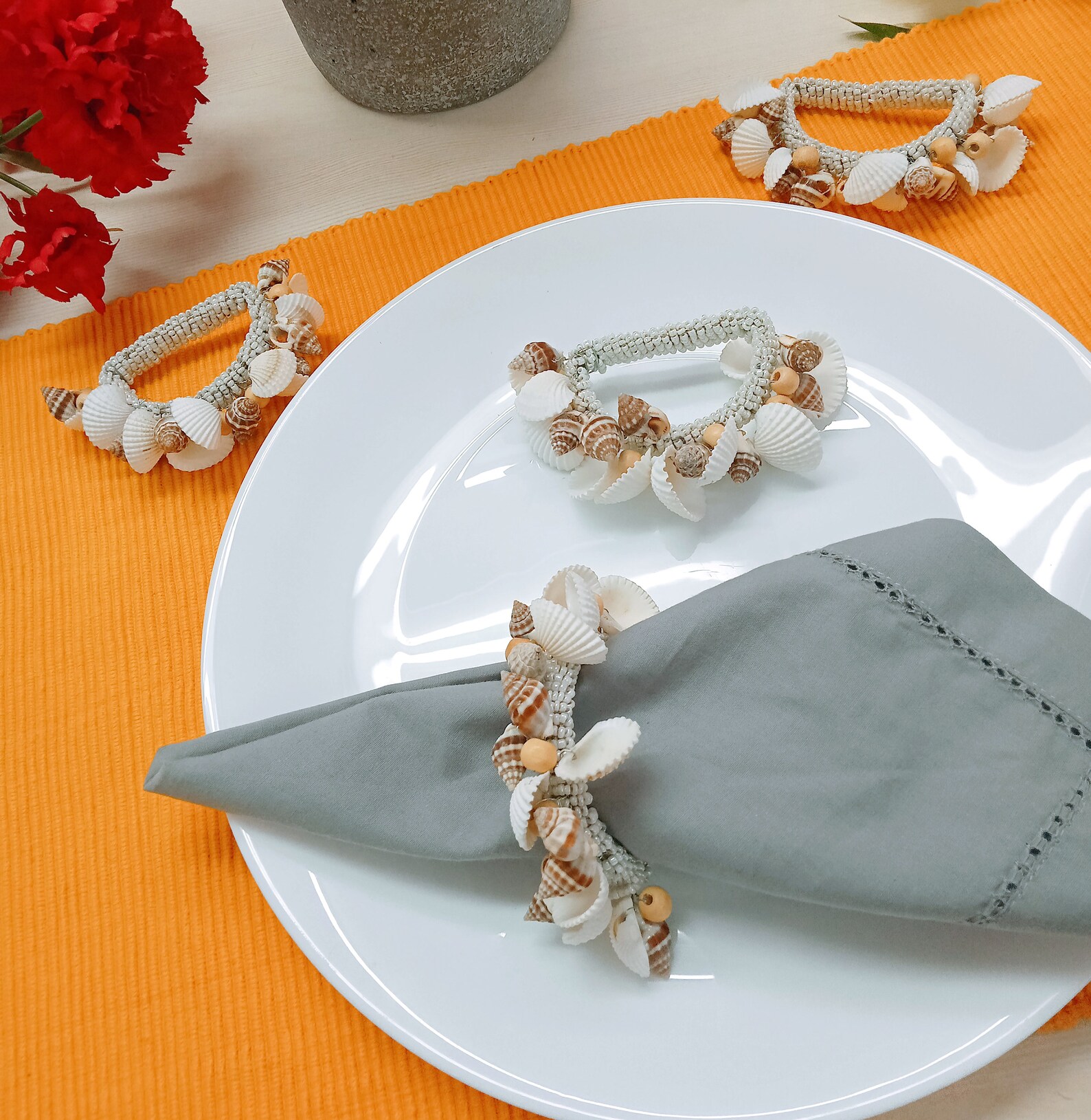 Set of 4 Shells Beaded Napkin Rings - Etsy
