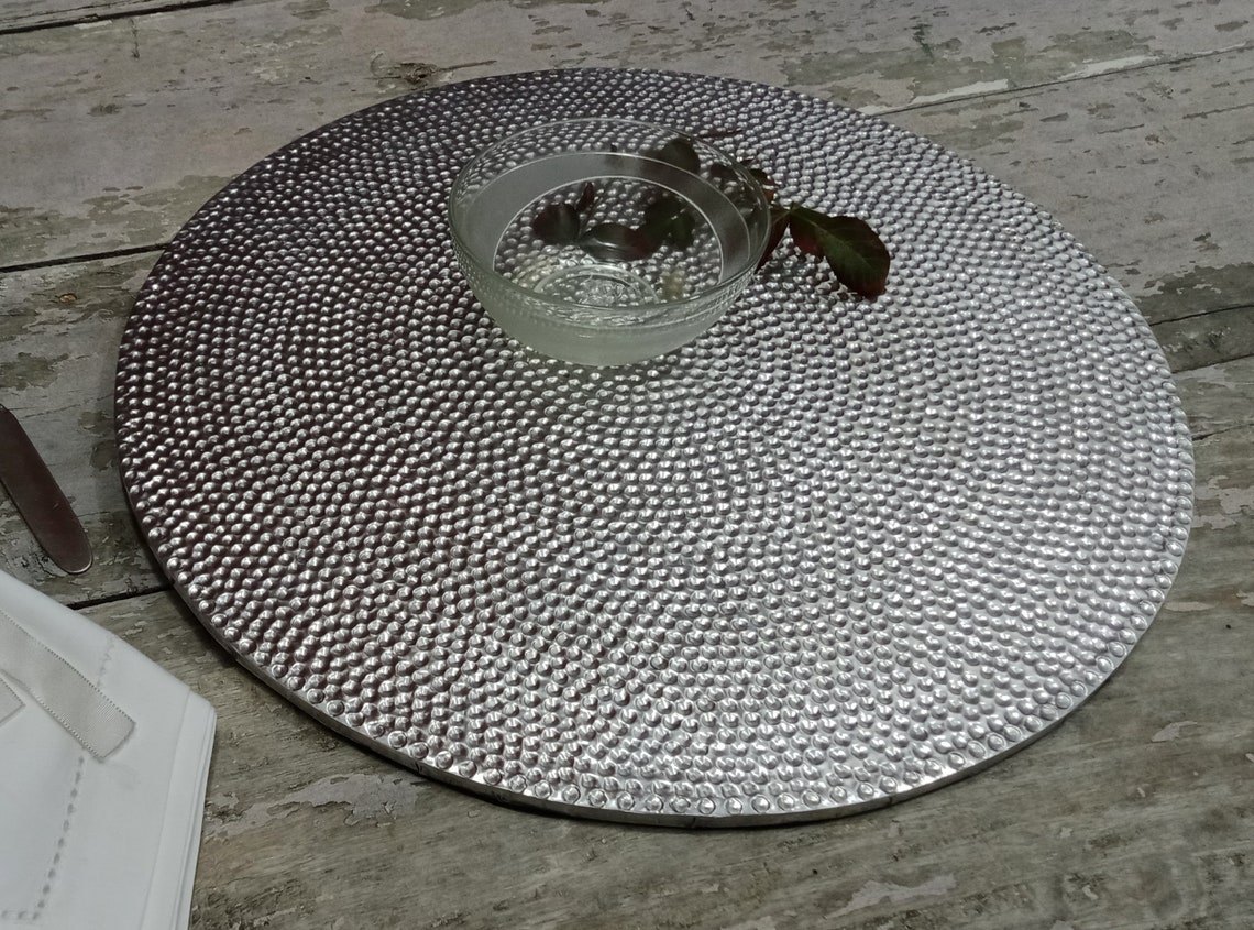 Handmade Engraved Silver Metal Placemat Modern Design Table Etsy