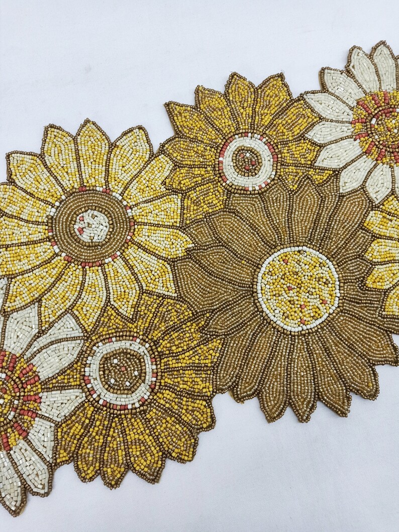 Sunflower Beaded Table Runner Placemats Coasters Etsy