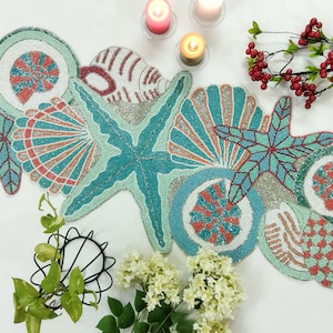 Starfishes and Shells Handmade Beaded  Runner