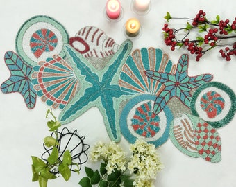 Starfishes and Shells Handmade Beaded  Runner