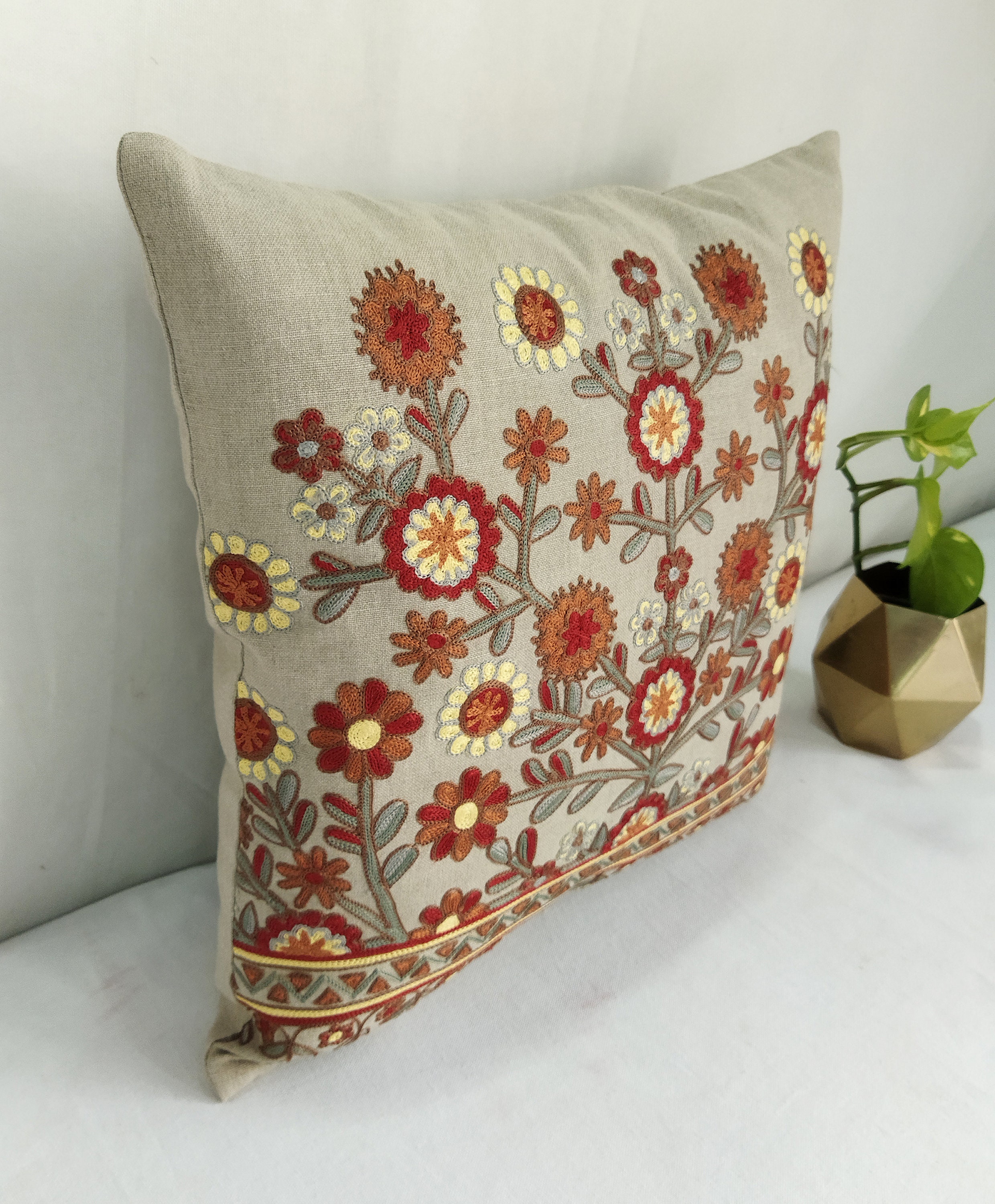 Handmade crewel embroidered pillow cover Etsy