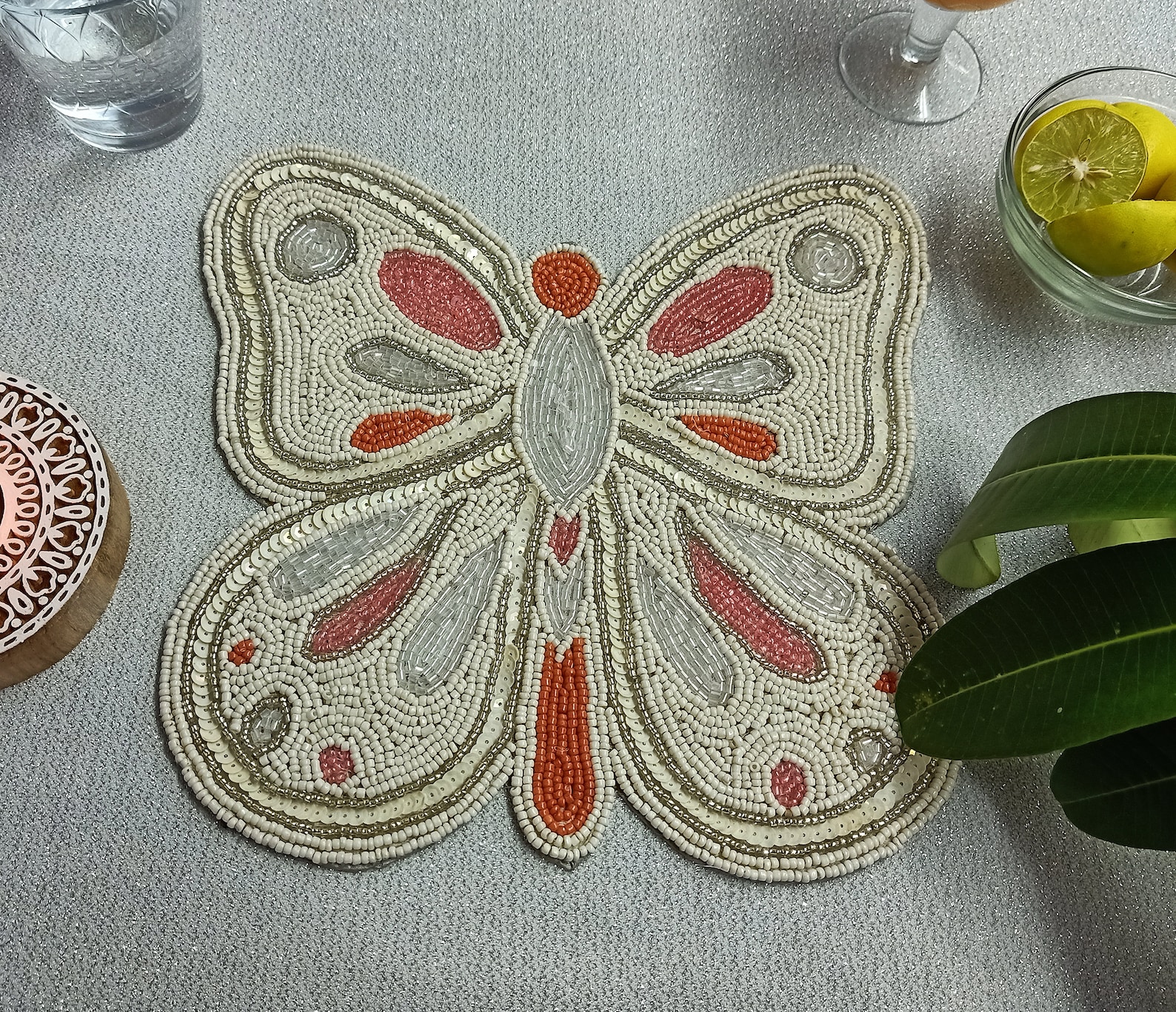 Handmade Butterfly Beaded Placemat Etsy