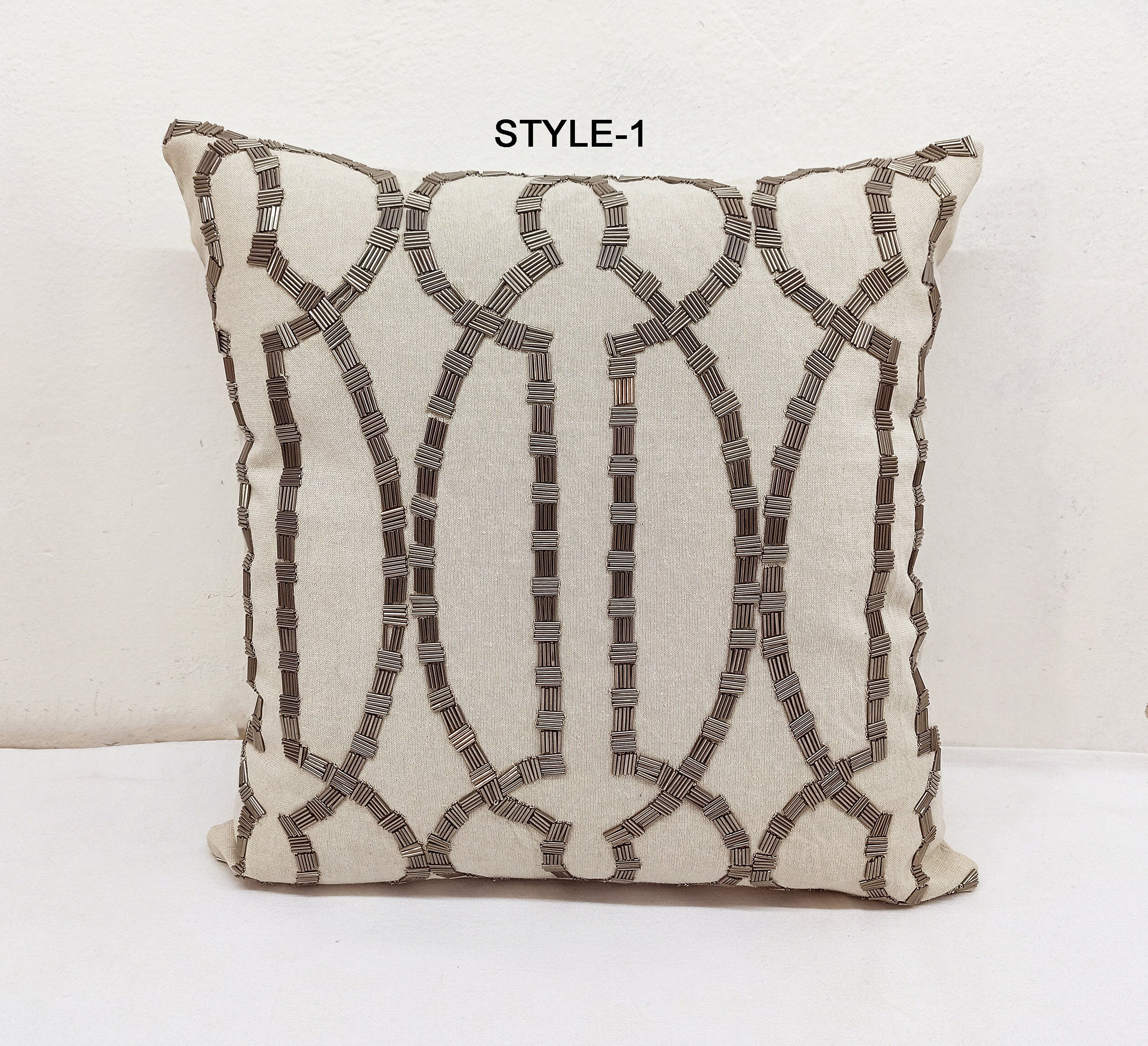 Cotton Chambray Pillow Cover With Geometric Lattice Design 3 Etsy UK