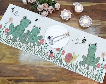Frog Handmade Beaded Table Runner