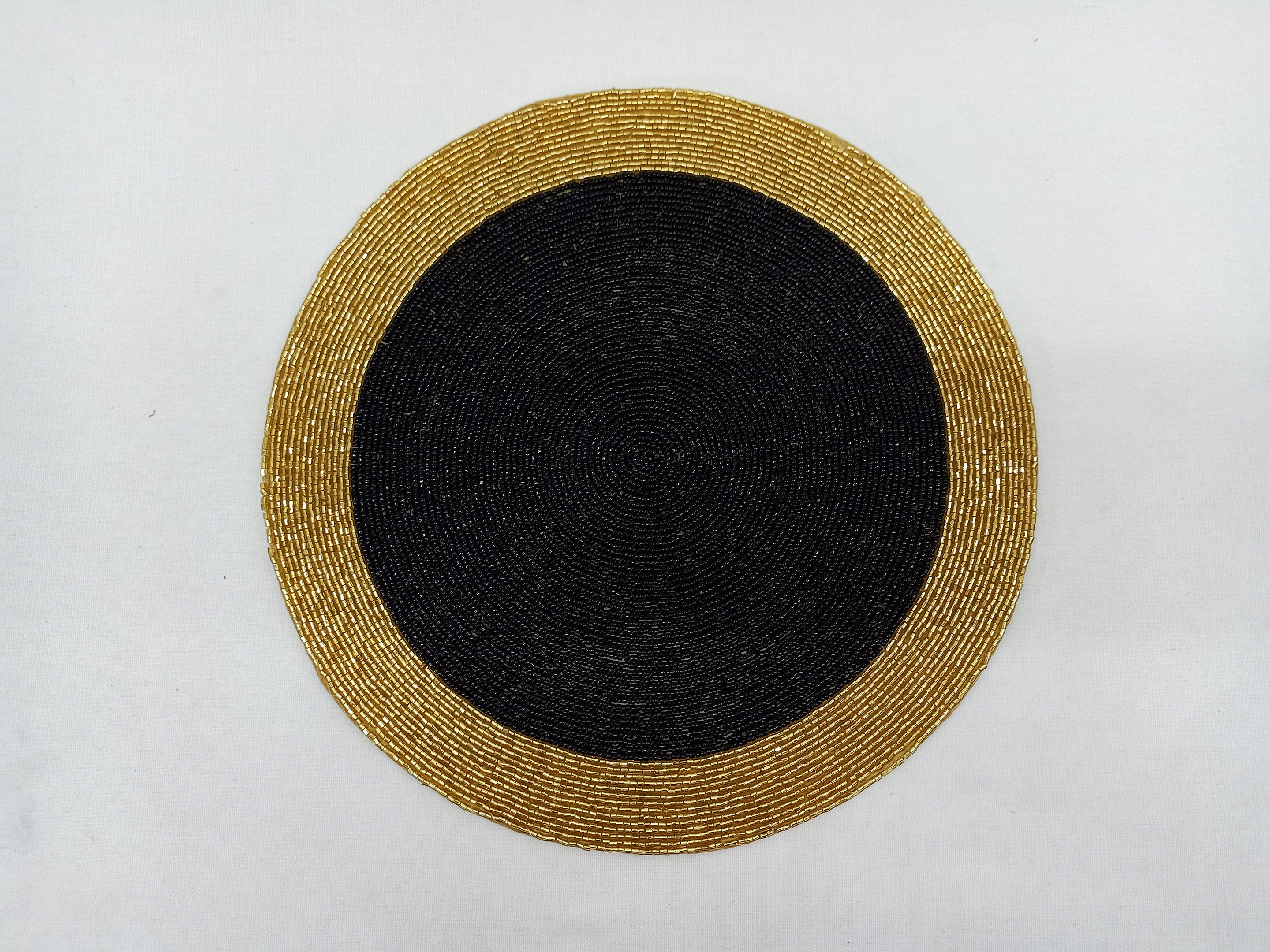 Handmade black & gold beaded Placemat Set of 2 Etsy