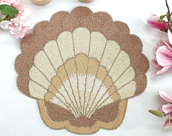 Handmade scallop shell beaded Placemats