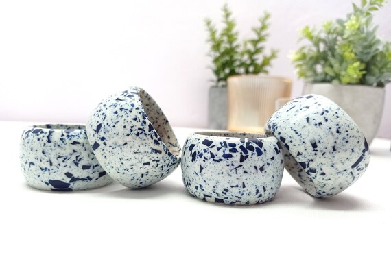 ブルー樹脂製ナプキンリング：4個セット、ホームデコレーション - Etsy
