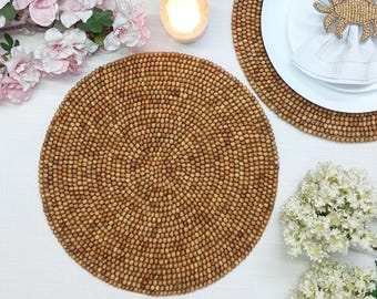 Natural Wooden Beads Dining Mat. A set of 2,4,6 and 8 is available