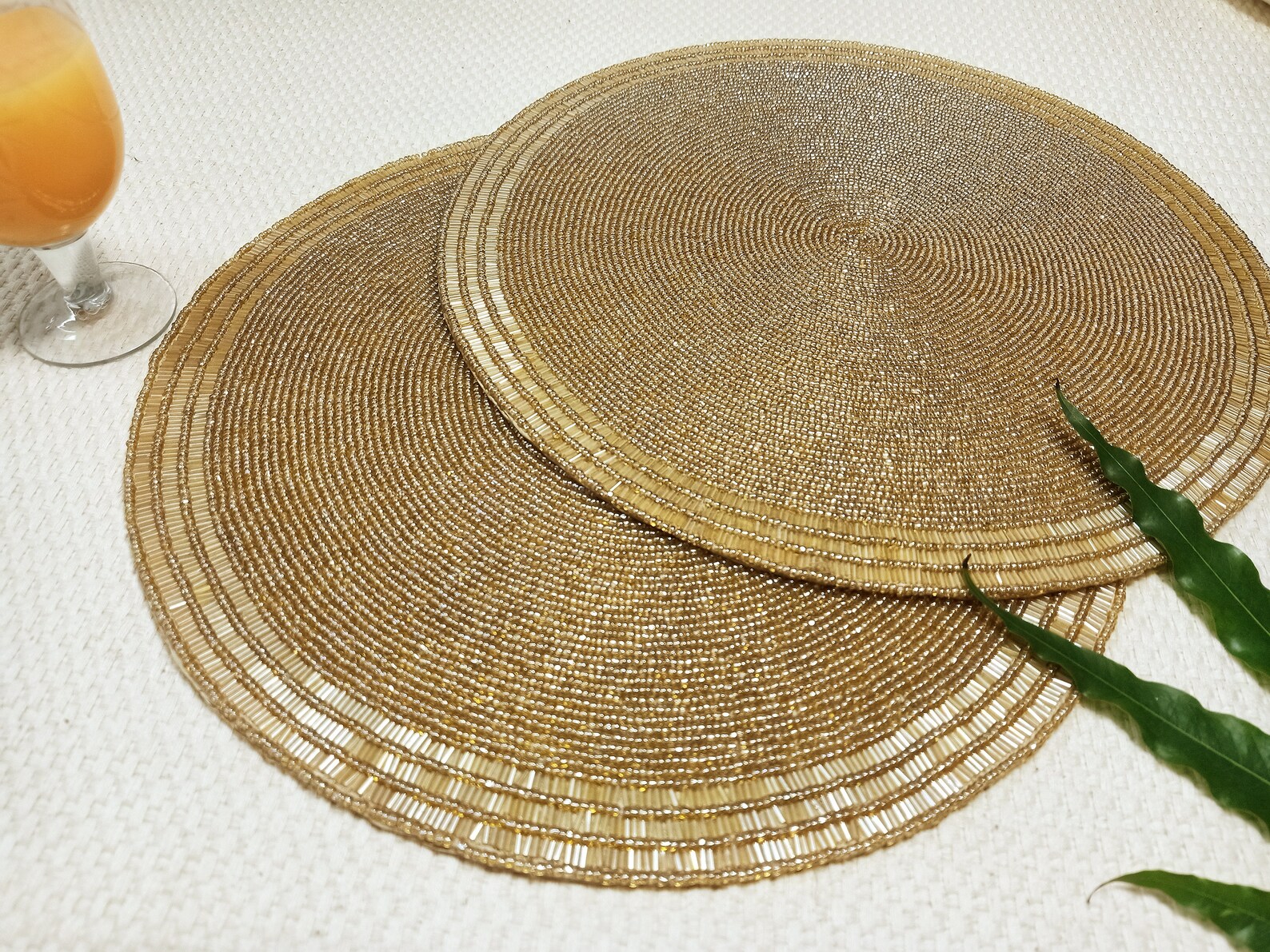 Handmade Gold Beaded Placemat Etsy India