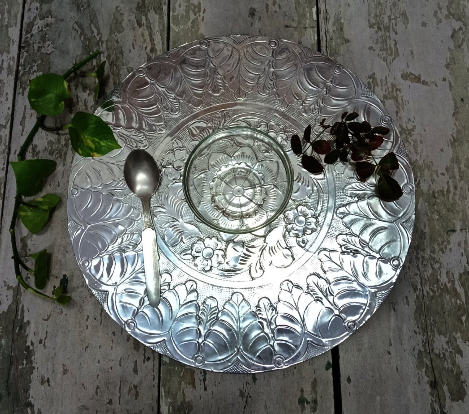 Handmade Engraved Silver Metal Placemat Self Design Table Etsy