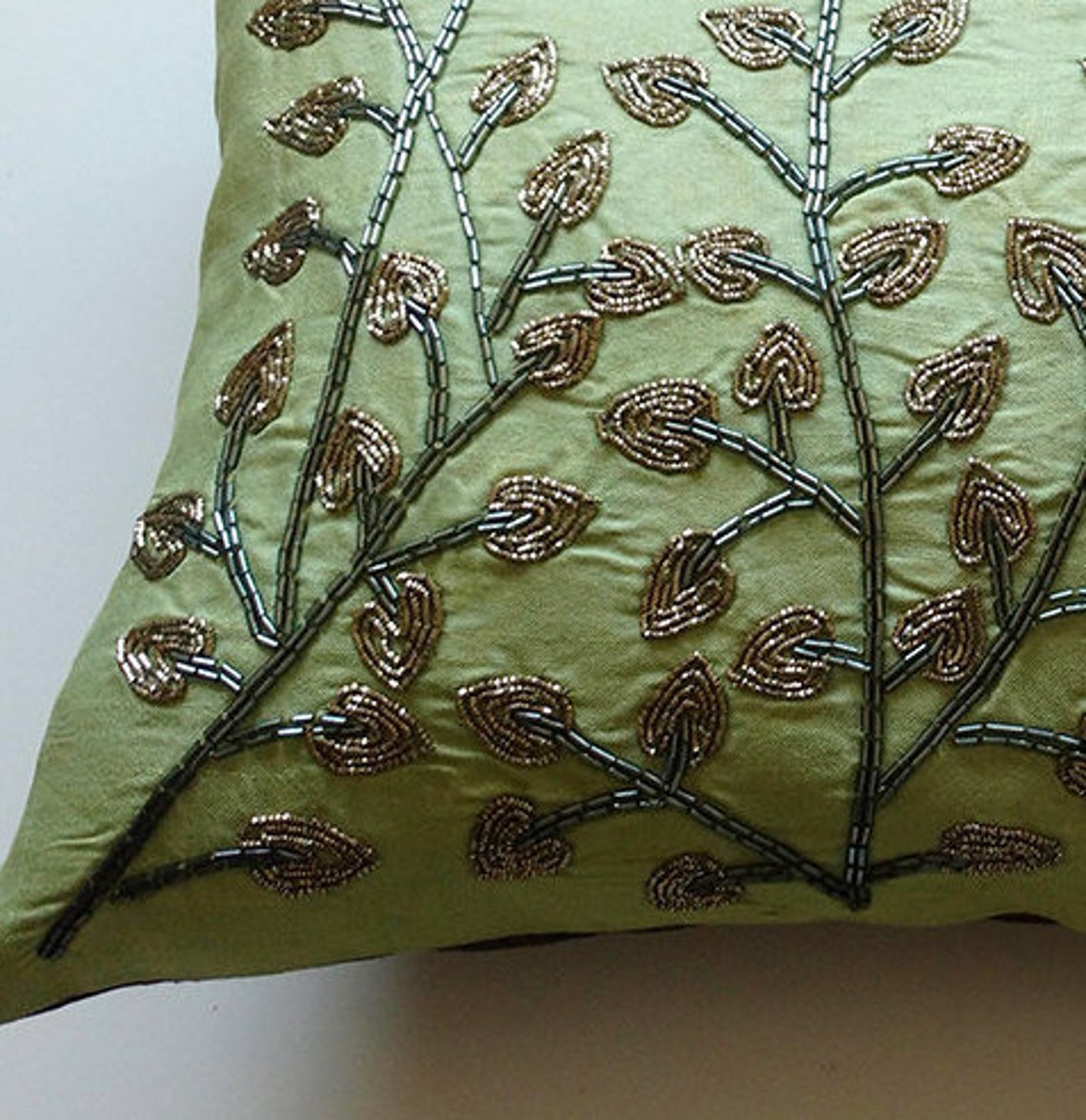 Handcrafted sage green cushion cover Etsy