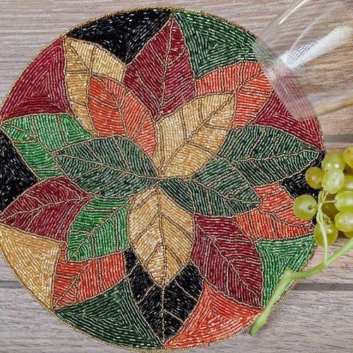 Handmade Black and Gold Beaded Placemat Etsy