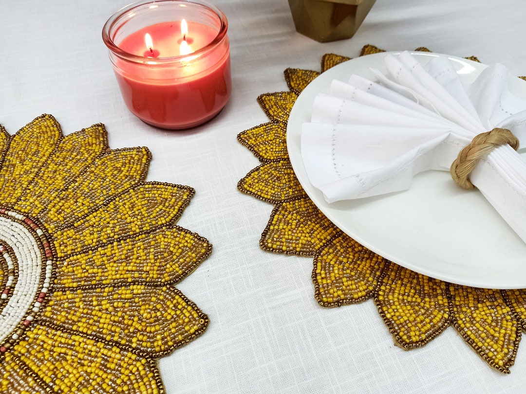 Sunflower Beaded Table Placemats Etsy
