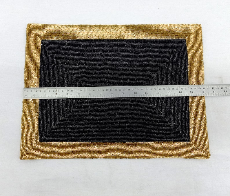Handmade Black and Gold Beaded Placemat Etsy