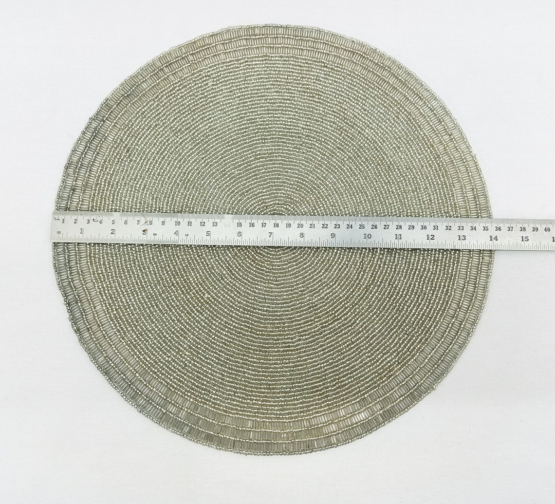 Handmade Silver Beaded Placemat Etsy